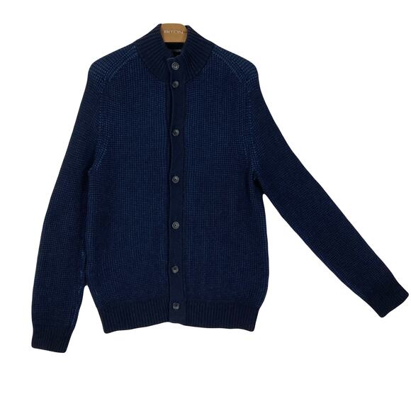 NWT BANANA REPUBLIC Cardigan Sweater Men XL Navy V Rib-Collar Button-Up Long-Sl